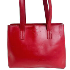 Furla Vintage Red Leather Shoulder Bag Handbag Purse Candy Apple Cherry